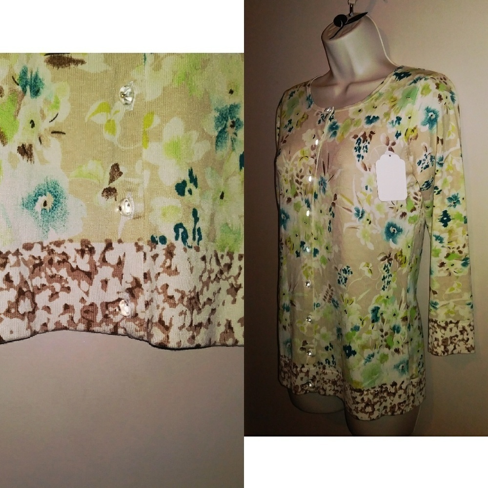 Vintage Lacquer Floral Cardigan‎ Top-NWT - Picture 2 of 4